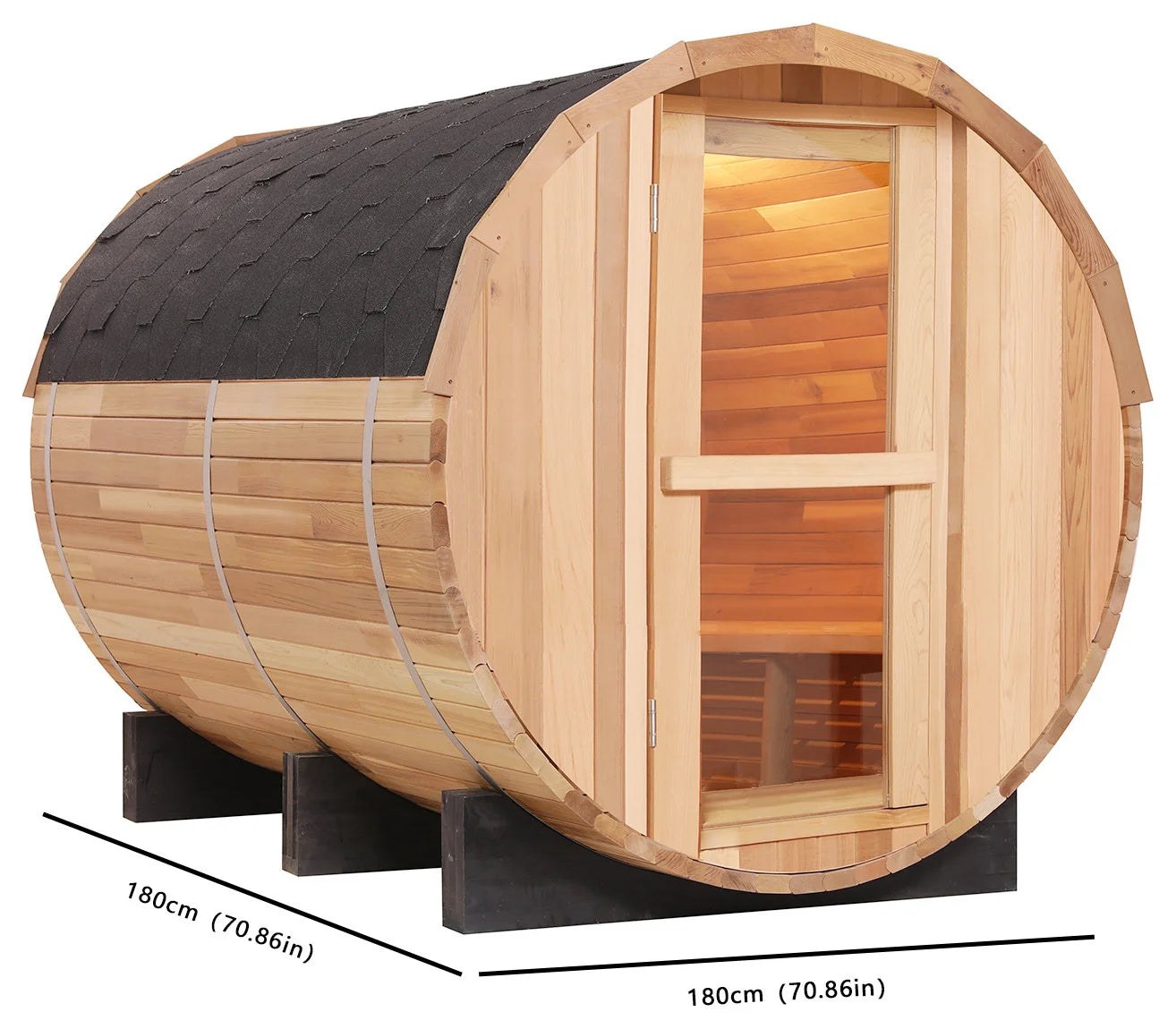 4-Person Patchwork Red Cedar Barrel Sauna by Helius