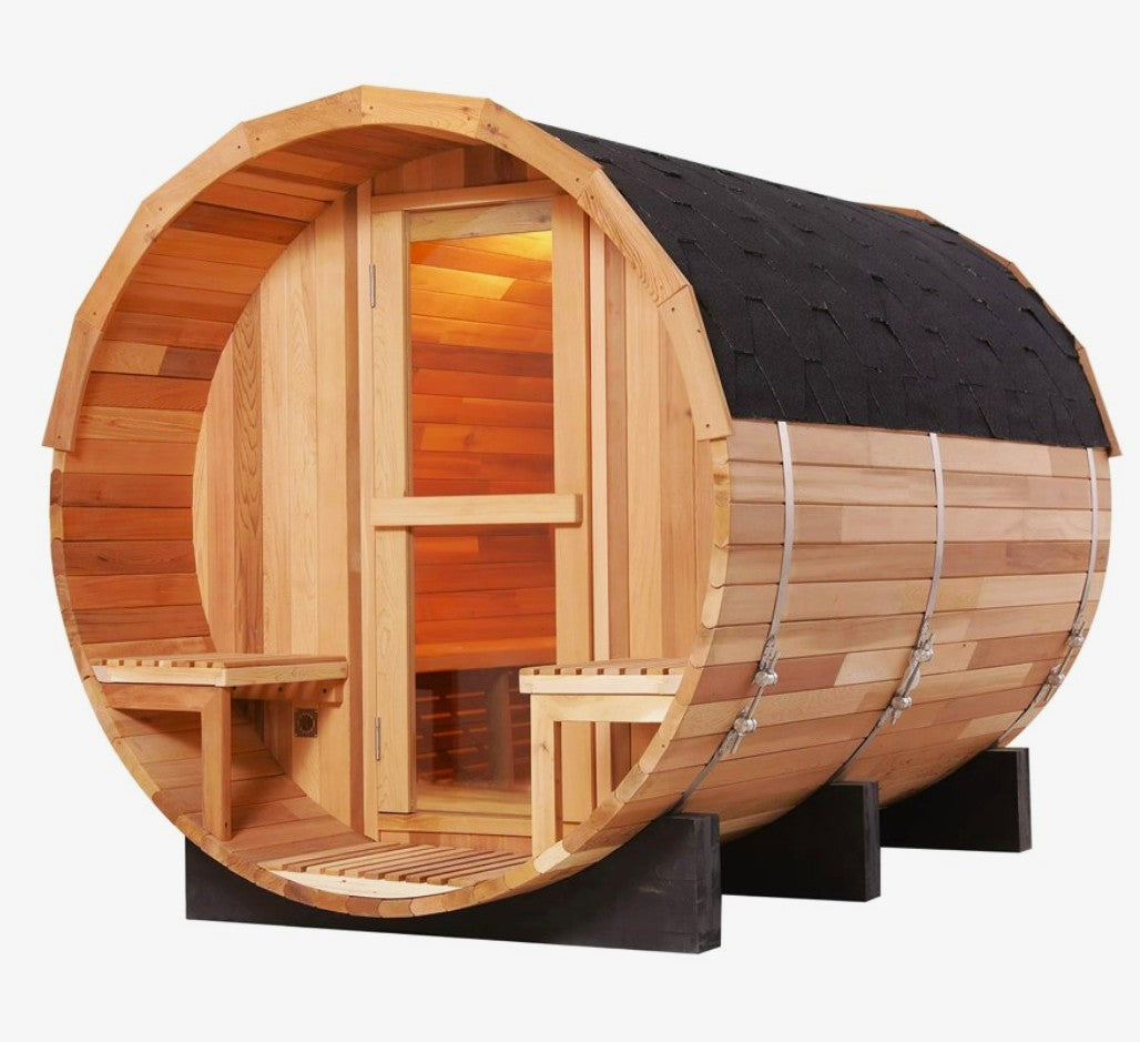 6-Person Red Cedar Barrel Sauna by Helius