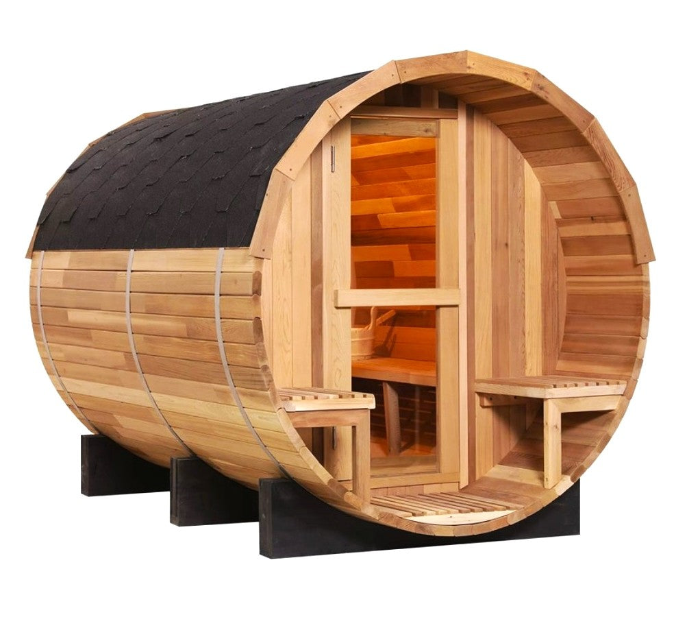6-Person Red Cedar Barrel Sauna by Helius