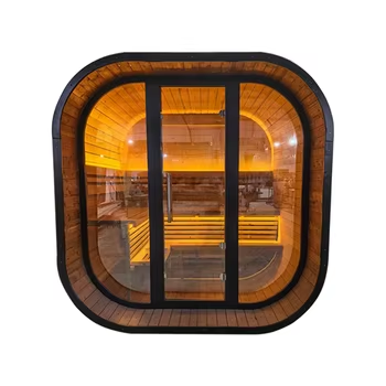 Black Square Premium Thermo Spruce Outdoor Cube Sauna – 4 to 6 Person Capacity
