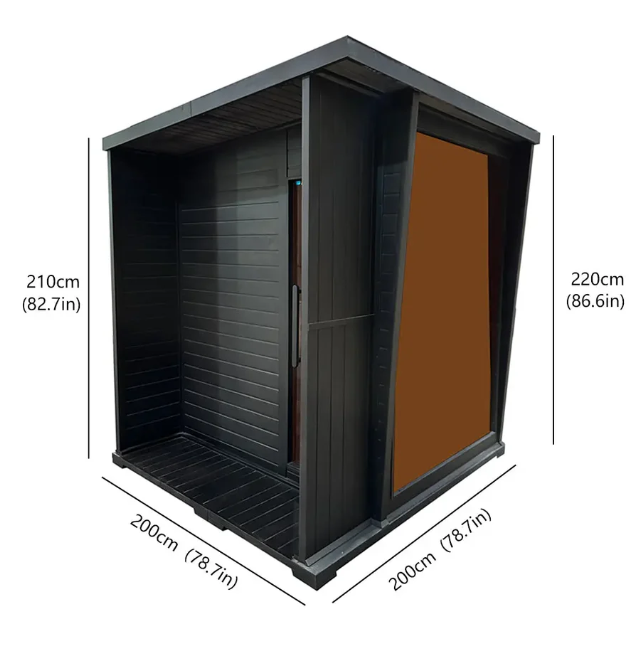 black cube outdoor sauna dimensions