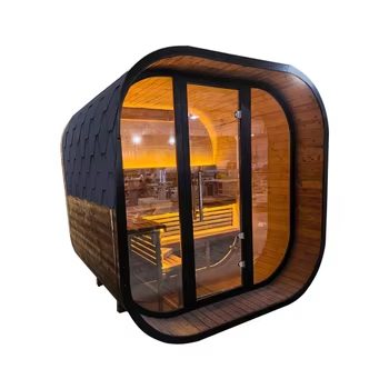 Black Square Premium Thermo Spruce Outdoor Cube Sauna – 4 to 6 Person Capacity