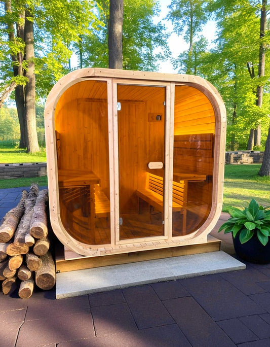 4-Person Thermo Spruce Outdoor Cube Sauna Kit with 6kW ETL-Certified Heater and Accessories
