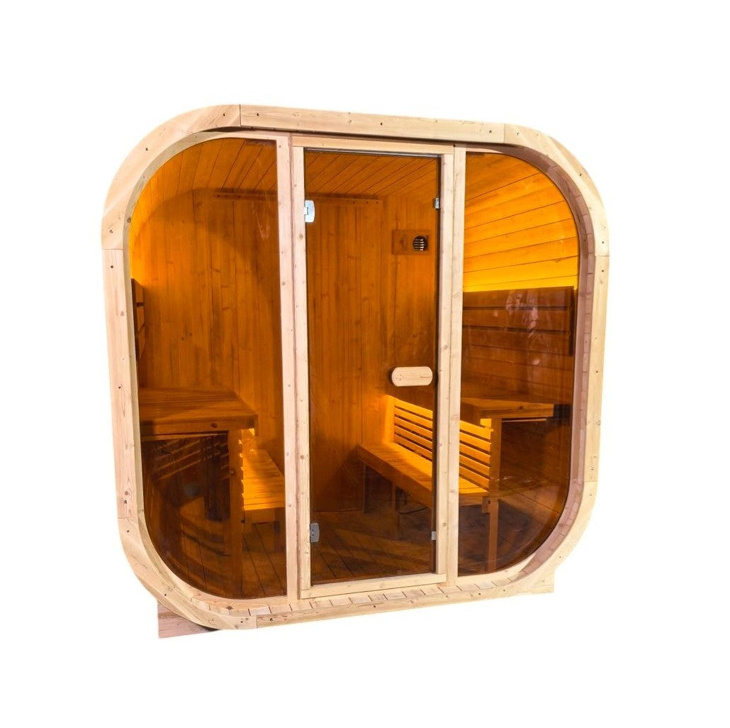 4-Person Thermo Spruce Outdoor Cube Sauna Kit with 6kW ETL-Certified Heater and Accessories